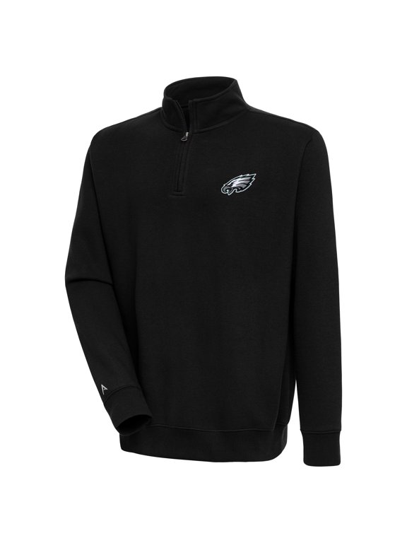 Men's Antigua Black Philadelphia Eagles Victory Quarter-Zip Pullover Top