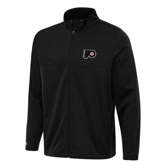 Men's Antigua Black Philadelphia Flyers Links 2 Full-Zip Golf Jacket
