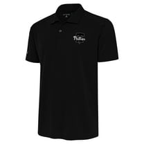 Men's Antigua Black Philadelphia Phillies Metallic Tribute Polo