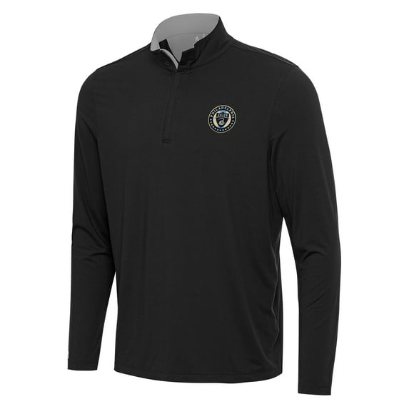 Men's Antigua Black Philadelphia Union Content Quarter-Zip Jacket