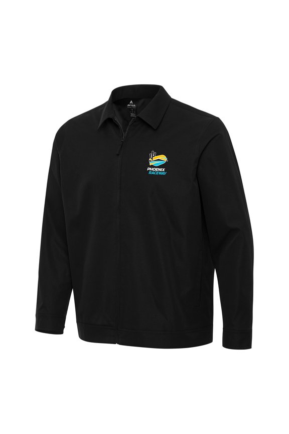 Men's-Antigua Black Phoenix Raceway Pivot Full-Zip Jacket