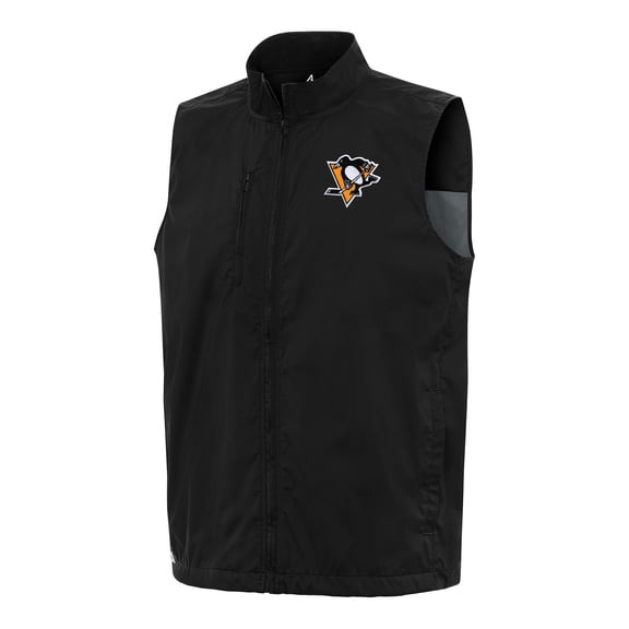 Men's Antigua  Black Pittsburgh Penguins Brisk Full-Zip Vest