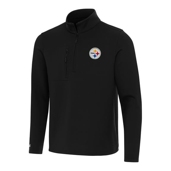 Men's Antigua Black Pittsburgh Steelers Insider Quarter-Zip Pullover Top