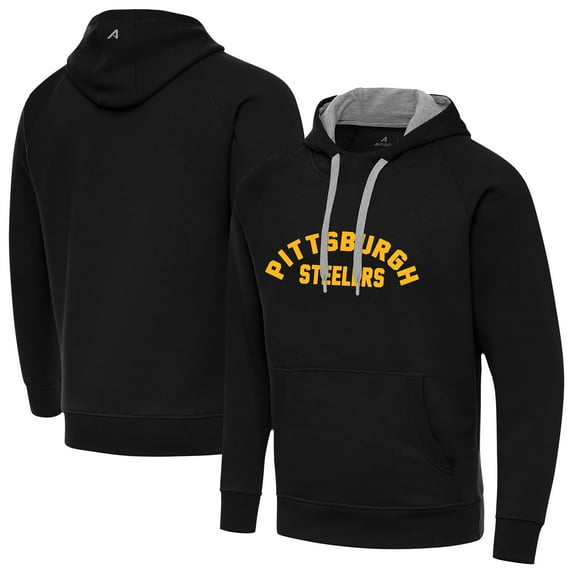 Men's Antigua Black Pittsburgh Steelers Victory Hoodie
