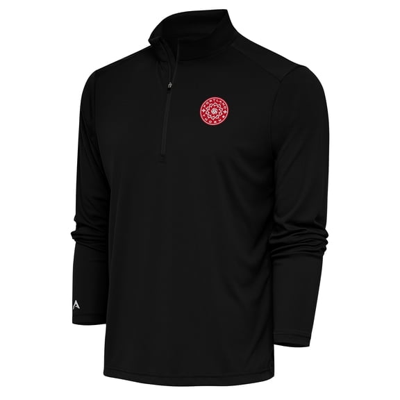 Men's Antigua Black Portland Thorns FC Tribute Quarter-Zip Pullover Top