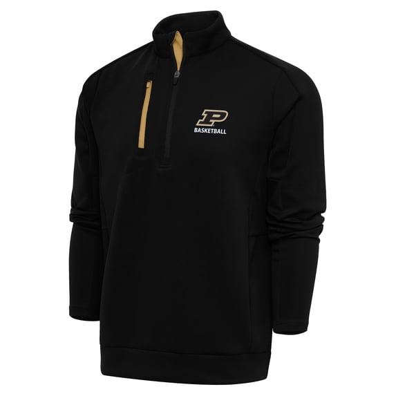 Men's Antigua Black Purdue Boilermakers Basketball Generation Quarter-Zip Pullover Top