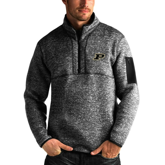 Men's Antigua Black Purdue Boilermakers Fortune Half-Zip Sweatshirt
