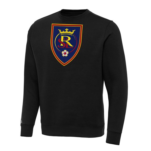 Men's Antigua Black Real Salt Lake Big & Tall Team Crest Victory Pullover Sweatshirt