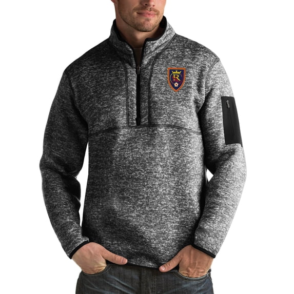 Men's Antigua Black Real Salt Lake Fortune Big & Tall Quarter-Zip Pullover Jacket