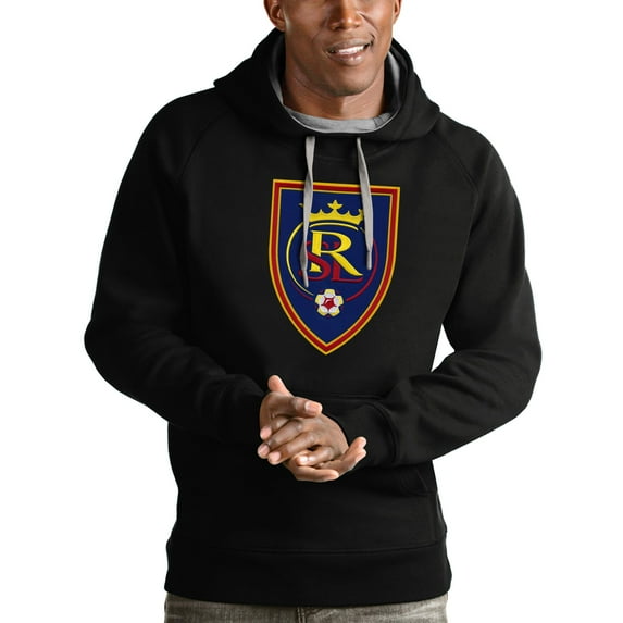 Men's Antigua Black Real Salt Lake Victory Pullover Hoodie