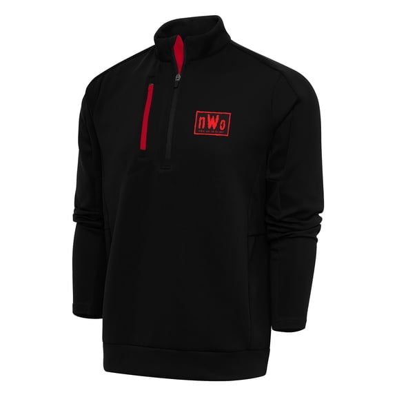 Men's Antigua Black/Red nWo Generation Quarter-Zip Pullover Top
