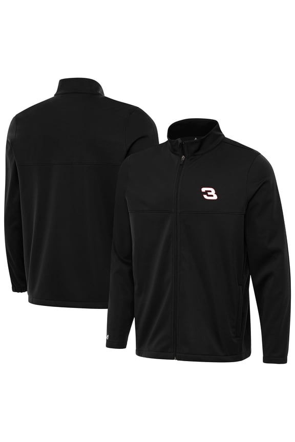 Men's Antigua Black Richard Childress Racing Links 2 Full-Zip Golf Jacket