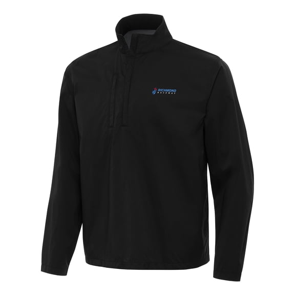 Men's-Antigua Black Richmond Raceway Brisk Quarter-Zip Pullover Jacket