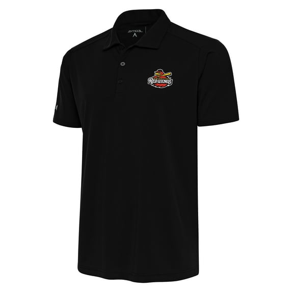 Men's Antigua Black Rochester Red Wings Tribute Polo