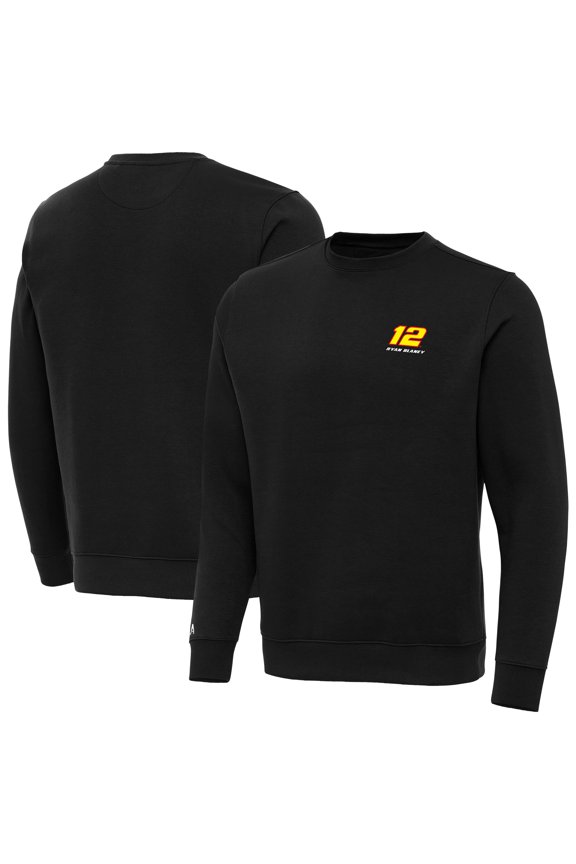 Men's-Antigua Black Ryan Blaney Big & Tall Victory Crewneck Pullover Sweatshirt