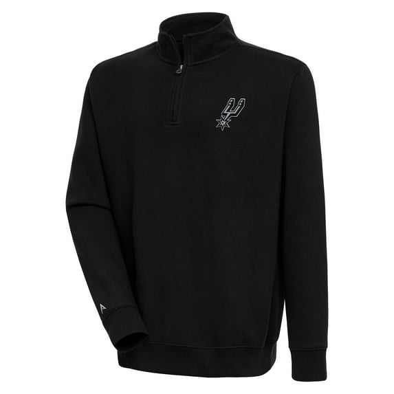 Men's Antigua Black San Antonio Spurs Victory Quarter-Zip Pullover Top