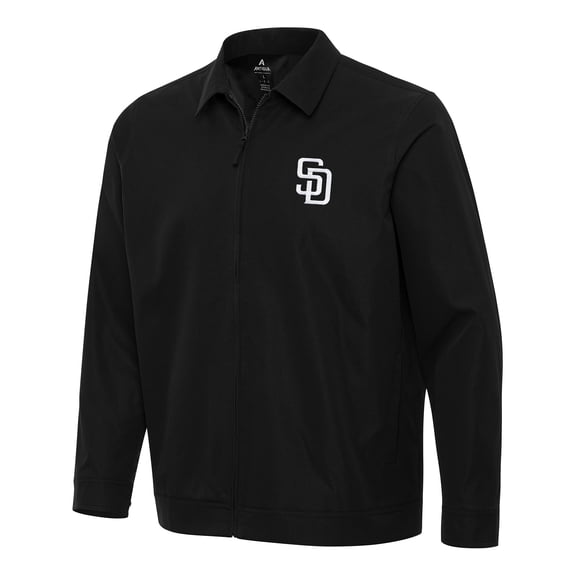Men's Antigua Black San Diego Padres Pivot Full-Zip Jacket