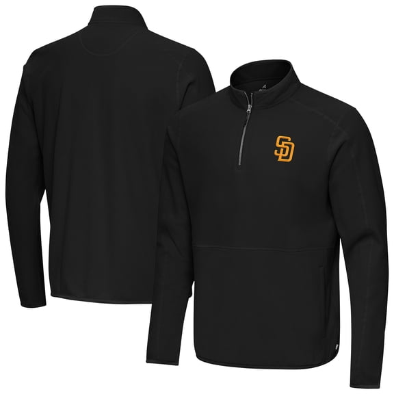 Men's Antigua Black San Diego Padres Step Up Quarter-Zip Pullover