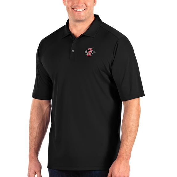 Men's Antigua Black San Diego State Aztecs Big & Tall Tribute Polo