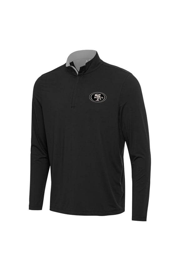 Men's Antigua  Black San Francisco 49ers Content Quarter-Zip Pullover Top