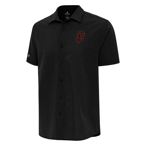 Men's Antigua Black San Francisco Giants Activate Button-Up Shirt