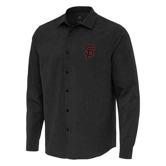 Men's Antigua Black San Francisco Giants Exposure Long Sleeve Button-Up Shirt