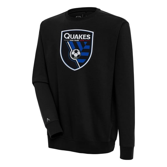 Men's Antigua Black San Jose Earthquakes Victory Pullover Sweatshirt