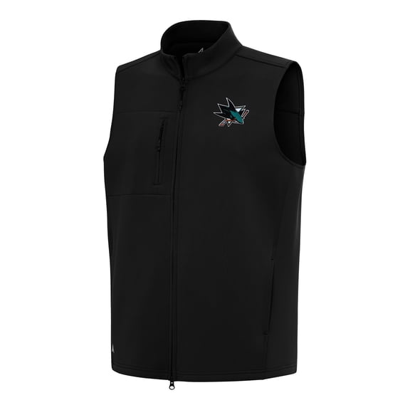 Men's Antigua Black San Jose Sharks Demand Full-Zip Vest