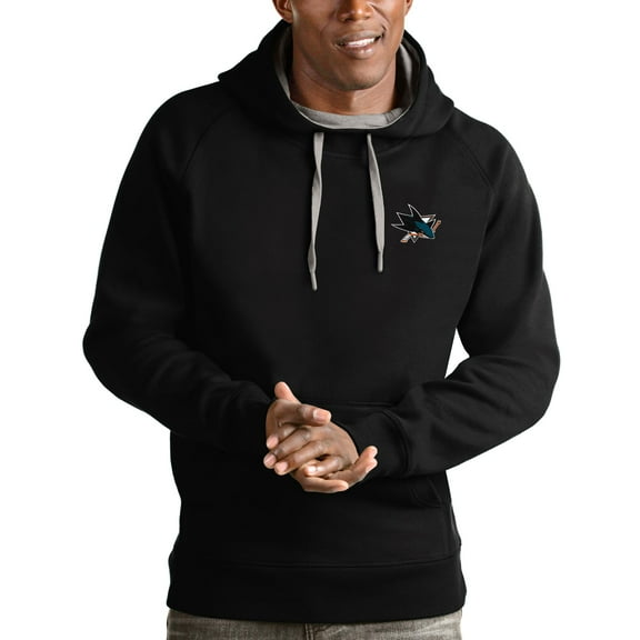 Men's Antigua Black San Jose Sharks Team Victory Pullover Hoodie
