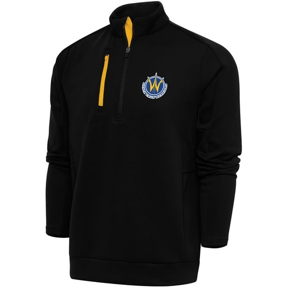 Men's Antigua Black Santa Cruz Warriors Generation Quarter-Zip Pullover Top