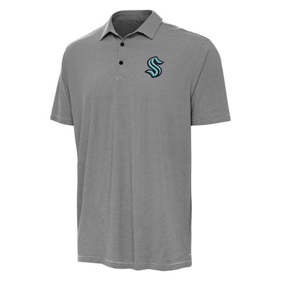 Men's Antigua Black Seattle Kraken Twine Polo
