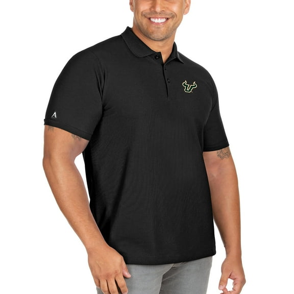 Men's Antigua Black South Florida Bulls Big & Tall Legacy Pique Polo