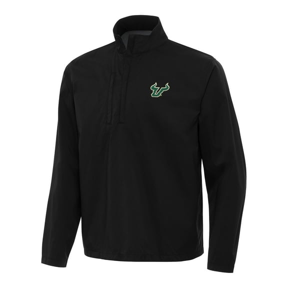 Men's Antigua Black South Florida Bulls Brisk Quarter-Zip Windbreaker