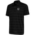 thumbnail image 1 of Men's Antigua  Black Sporting Kansas City Brushed Metallic Compass Polo, 1 of 1