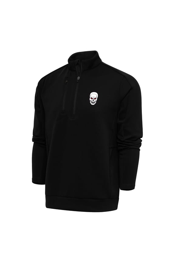 Men's Antigua Black "Stone Cold" Steve Austin Generation Quarter-Zip Pullover Top