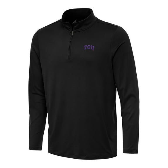 Men's Antigua Black TCU Horned Frogs Reprocess Quarter-Zip Top