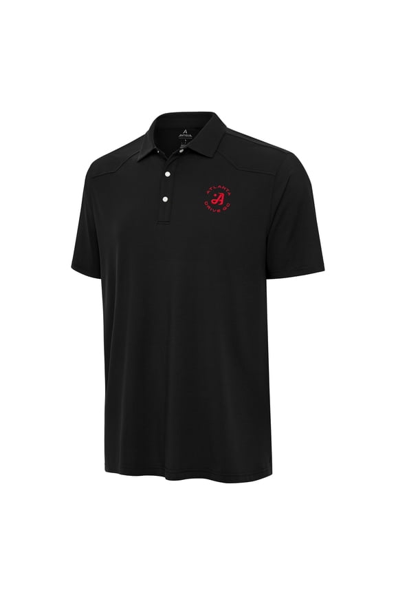 Men's Antigua Black TGL Atlanta Drive GC Western Performance Polo