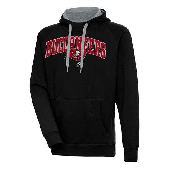 Men's Antigua Black Tampa Bay Buccaneers Victory Pullover Hoodie