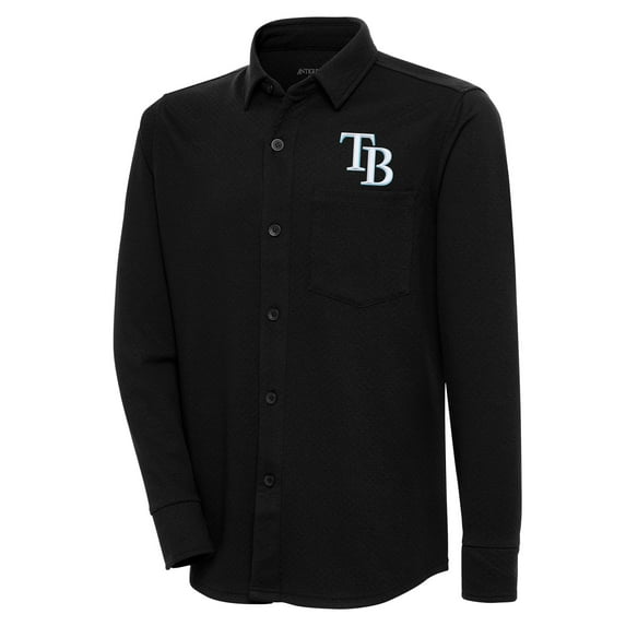 Men's Antigua Black Tampa Bay Rays Steamer Button-Up Shacket
