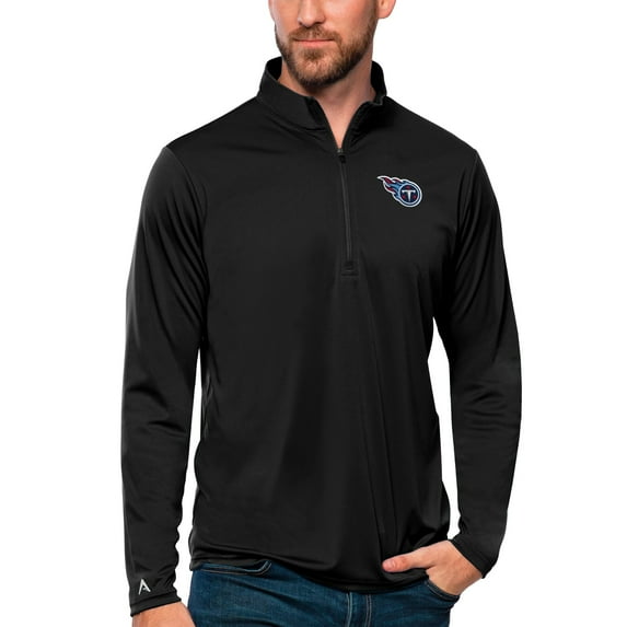 Men's Antigua Black Tennessee Titans Tribute Quarter-Zip Lightweight Pullover Top