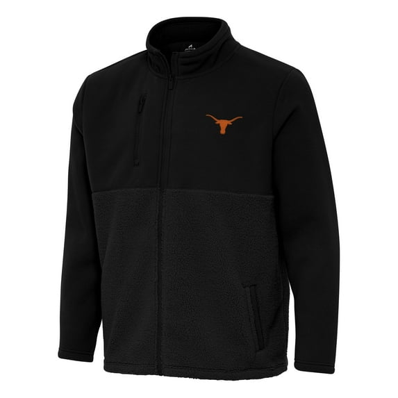 Men's Antigua Black Texas Longhorns Daily Fused Full-Zip Jacket