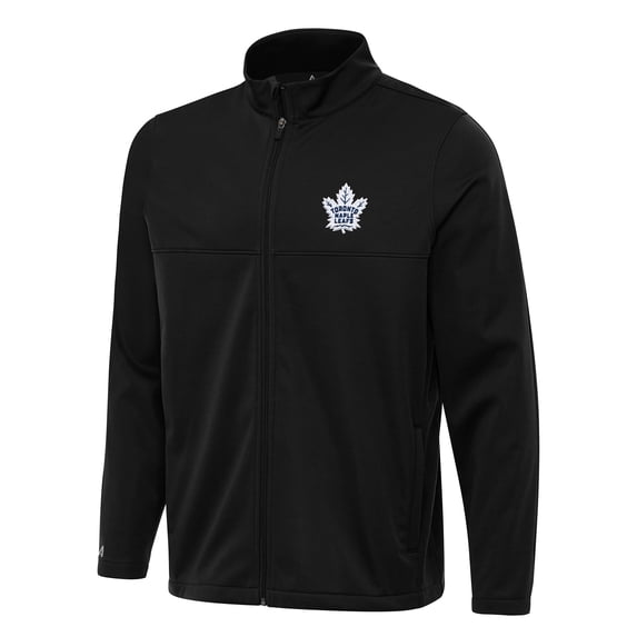 Men's Antigua Black Toronto Maple Leafs Links 2 Full-Zip Golf Jacket