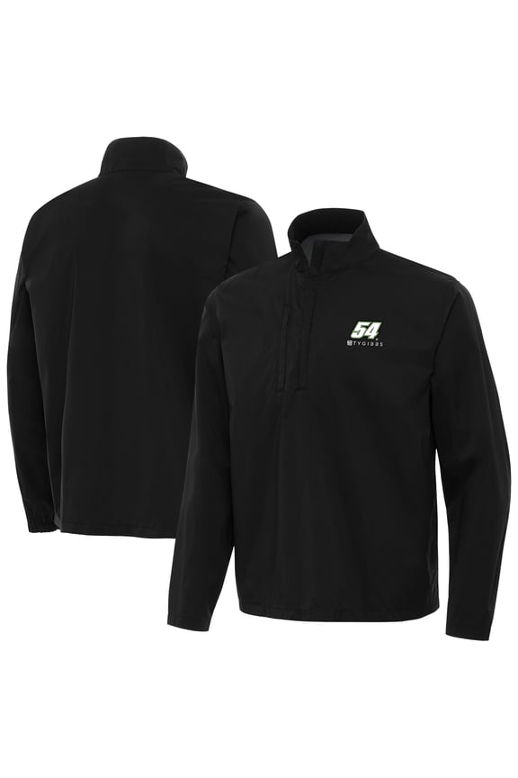 Men's-Antigua Black Ty Gibbs Brisk Quarter-Zip Pullover Jacket