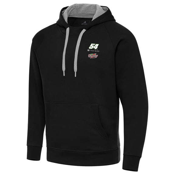 Men's-Antigua Black Ty Gibbs Interstate Batteries Victory Raglan Fleece Pullover Hoodie