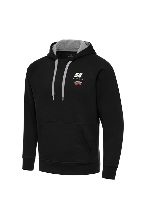 Men's-Antigua Black Ty Gibbs Interstate Batteries Victory Raglan Fleece Pullover Hoodie