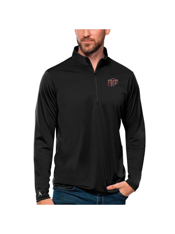 Men's Antigua Black UTEP Miners Tribute Quarter-Zip Top
