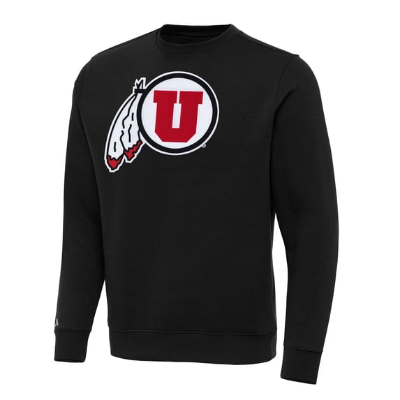 Men's Antigua Black Utah Utes Big & Tall Victory Crew Neck Pullover Sweatshirt