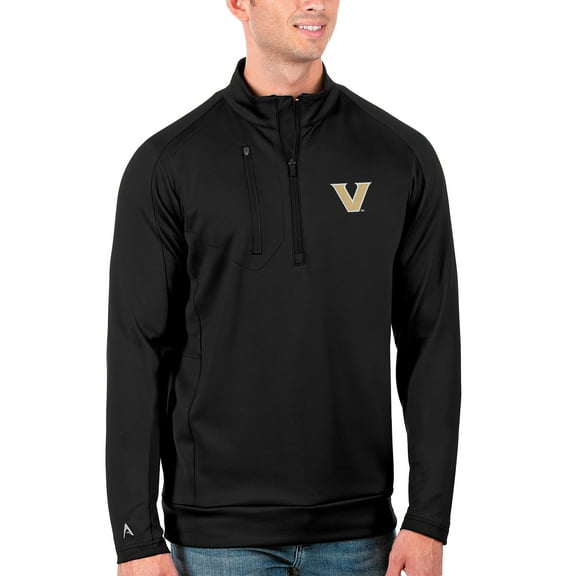Men's Antigua Black Vanderbilt Commodores Generation Quarter-Zip Pullover Top