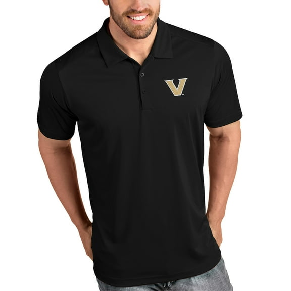 Men's Antigua Black Vanderbilt Commodores Tribute Polo