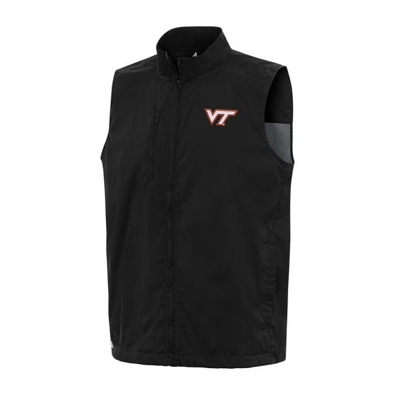 Men's Antigua Black Virginia Tech Hokies Brisk Full-Zip Vest